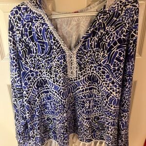 Lilly Pulitzer Blue and White Floral Top